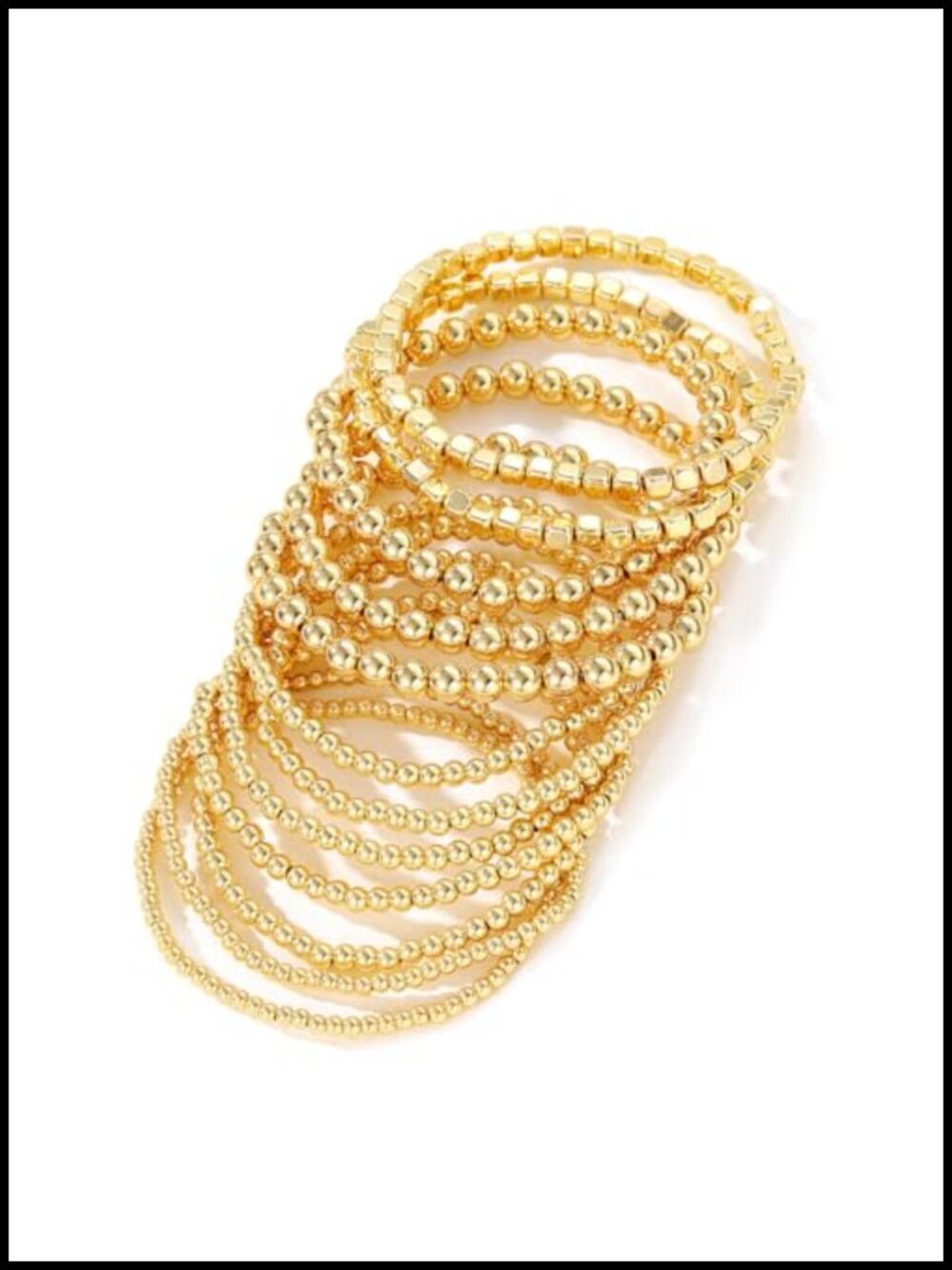 Gold Beaded Stackable Bracelet Set for Women Multilayer Stretch Bracelets